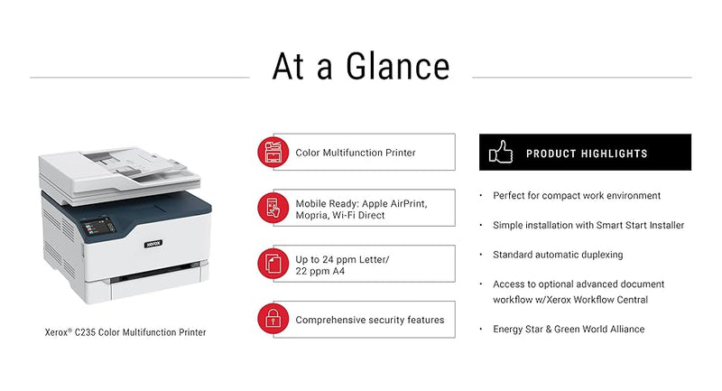 Xerox C235 A4 4 in 1 Color Printer 22ppm/Duplex/Network/Wifi