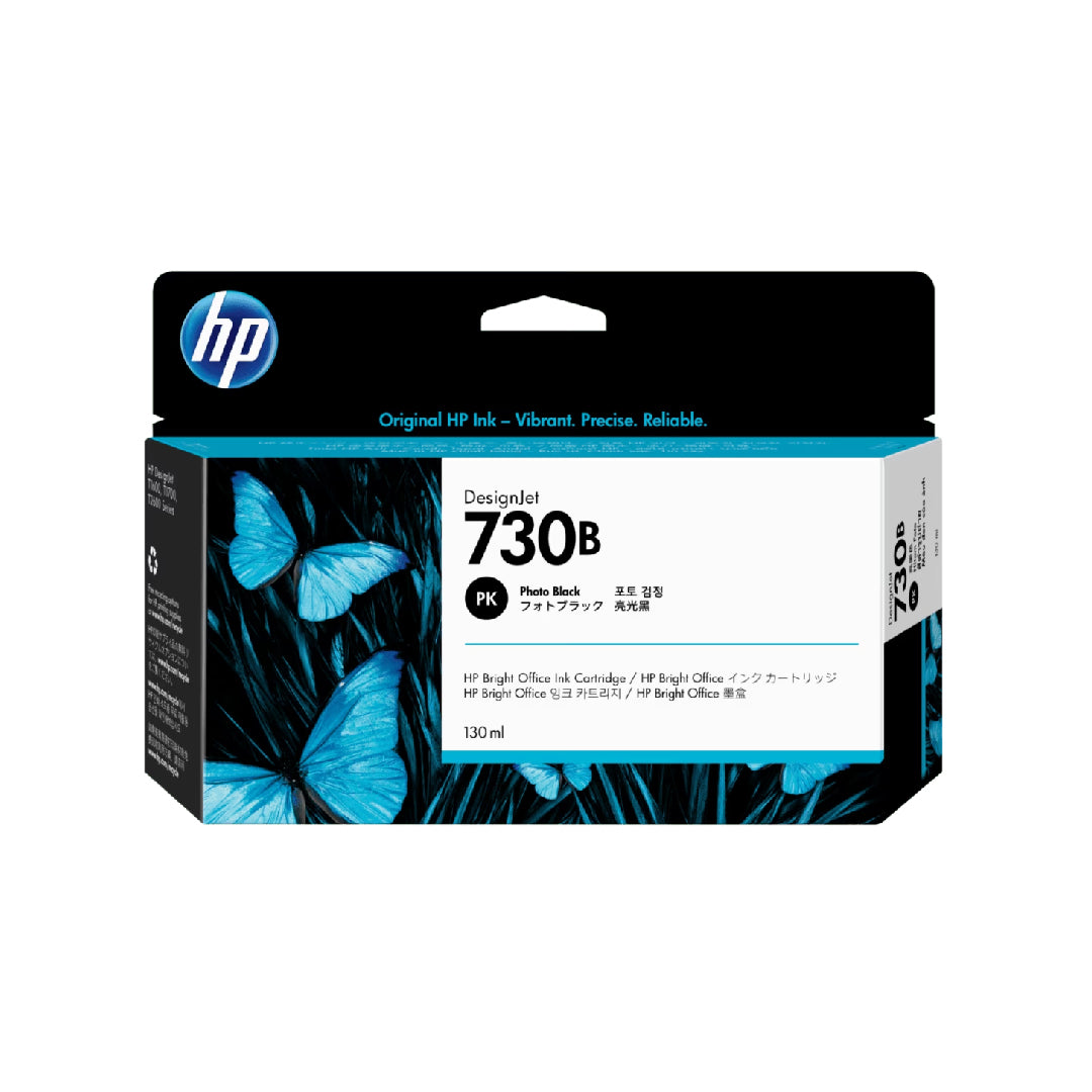 حبر HP الأصلي للصور باللون الأسود 730/P2V67A للطابعات/T1700 سعة 130 مل