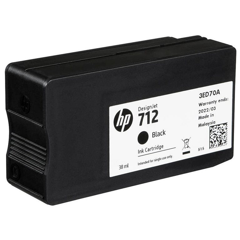 حبر HP الأصلي باللون الأسود 712/3ED70A DJ سعة 38 مل