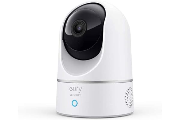 eufy 2K Cam Pan Tilt, Home Security Indoor Camera, with Voice Assistants, Motion Tracking, Night Vision, MicroSD Card Required