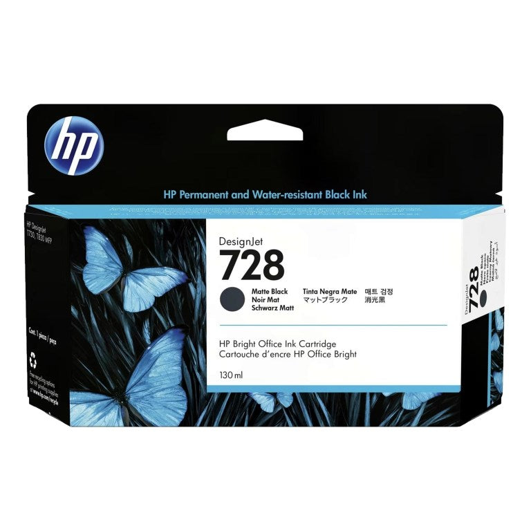 حبر HP الأصلي باللون الأسود غير اللامع 728/3WX25A للطابعات الراسمة/T730/T830 سعة 130 مل