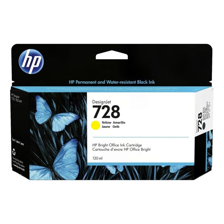 حبر أصلي أصفر HP 728/F9J65A للطابعات T730/T830 سعة 130 مل