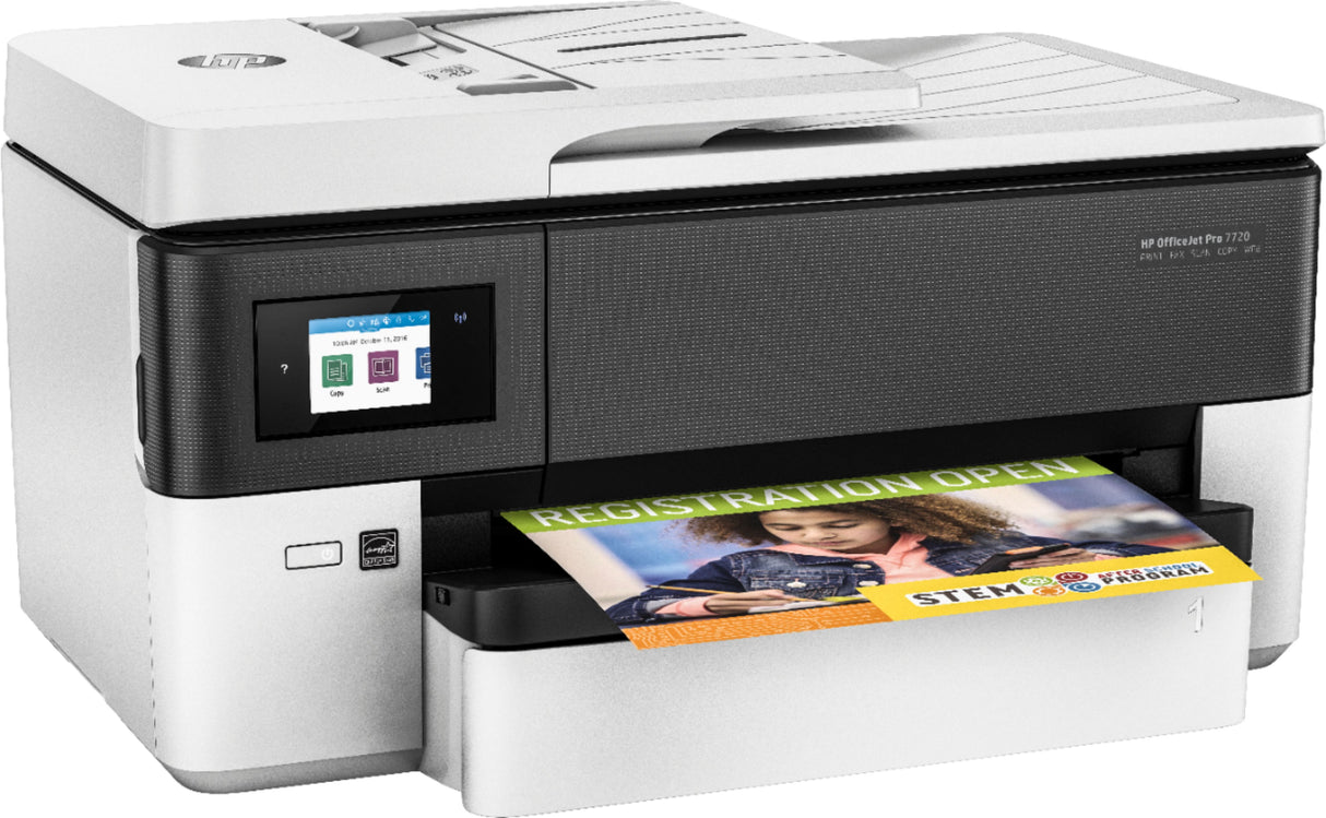 طابعة HP Officejet Pro 7720/Y0S18A اللاسلكية متعددة الاستخدامات ذات التنسيق العريض، باللون الأبيض