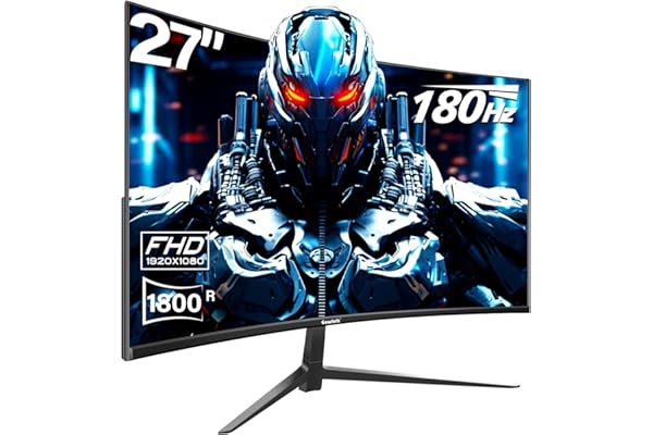 Gawfolk 27 inch Curved Gaming Monitor 144Hz/180Hz PC Monitor Full HD 1080P Frameless 1800R Computer Display with FreeSync & Eye-Care Technology Wall Mountable, DP, HDMI Port