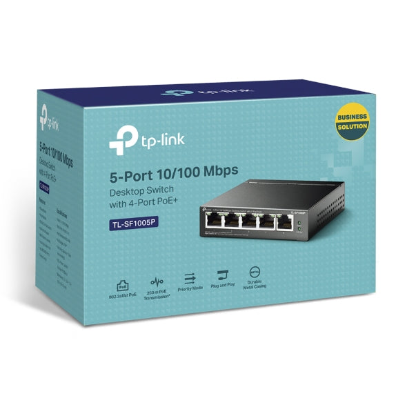 TP-Link TL-SF1005P 5-Port 10/100 Mbps Desktop Switch with 4-Port PoE+