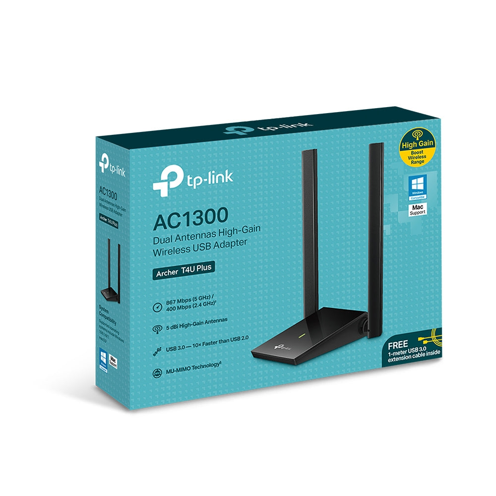 محول USB Wi-Fi ثنائي النطاق عالي الكسب TP-Link Archer T4U AC1300