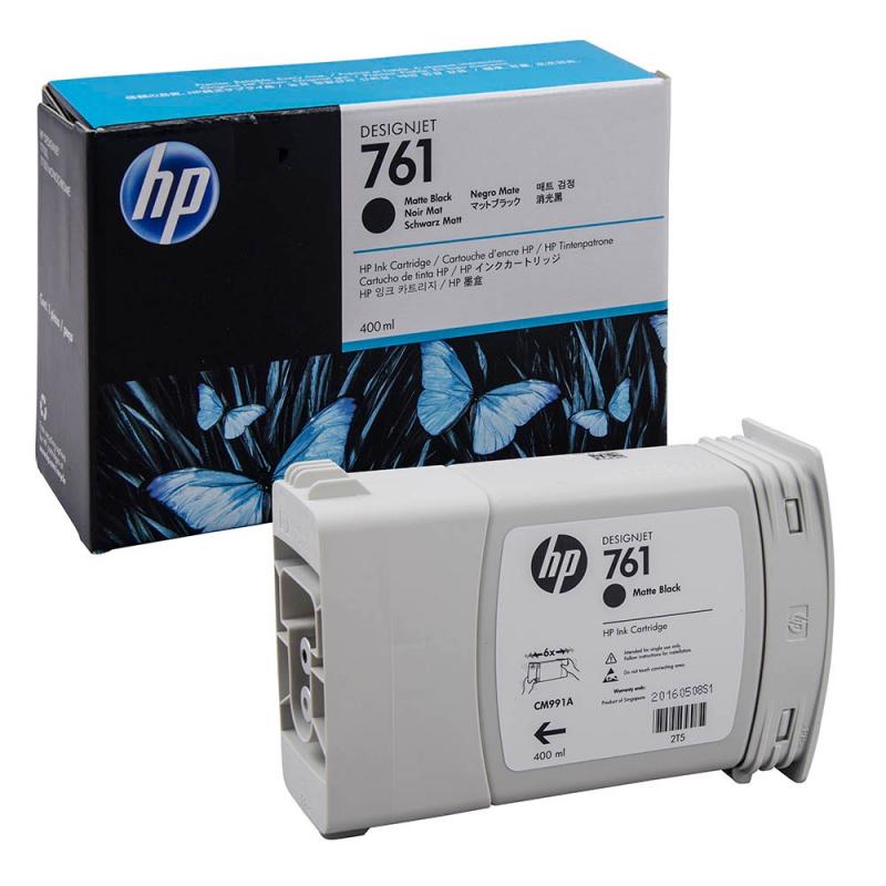 حبر طابعة HP Plotter الأصلي باللون الأسود غير اللامع 400 مل 761 / CM991A / T7100