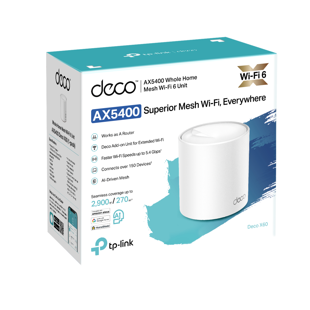 TP-Link Deco X60(2-pack) AX5400 Whole Home Mesh Wi-Fi 6 System