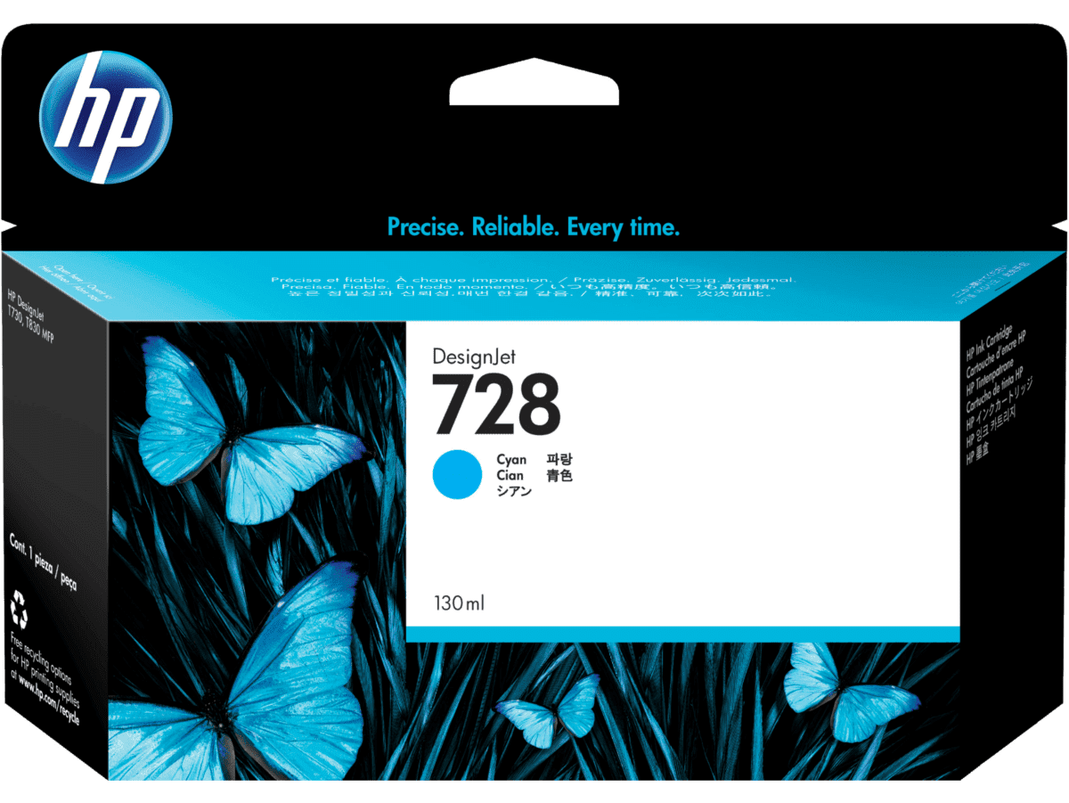 حبر أصلي HP ​​738/498N5A-130ML Cyan للطابعات T850/T950