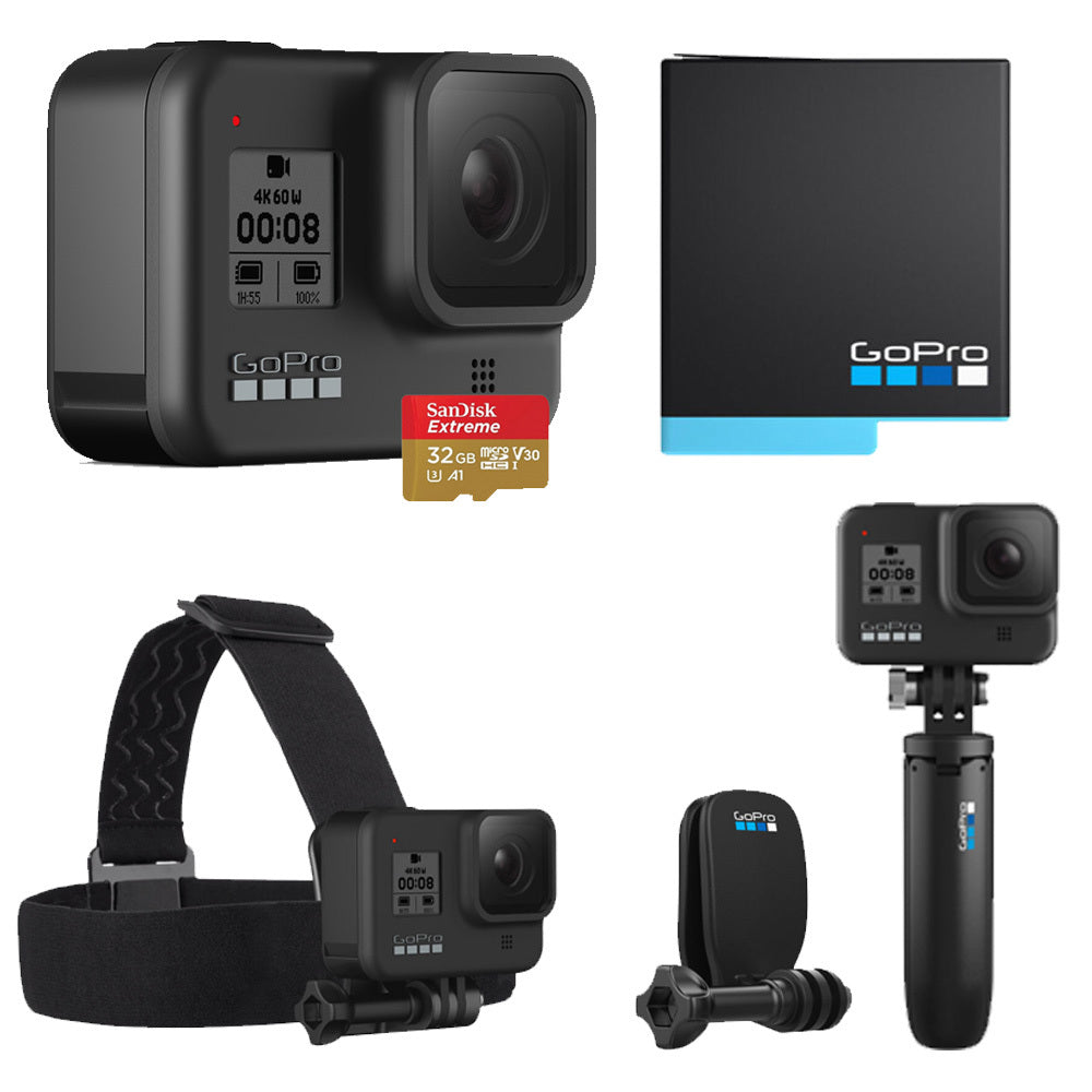 GoPro Hero 8 Special Bundle CHDRB-801 Black (Head strap + Quick Clip + Shorty + 32 GB microSD)