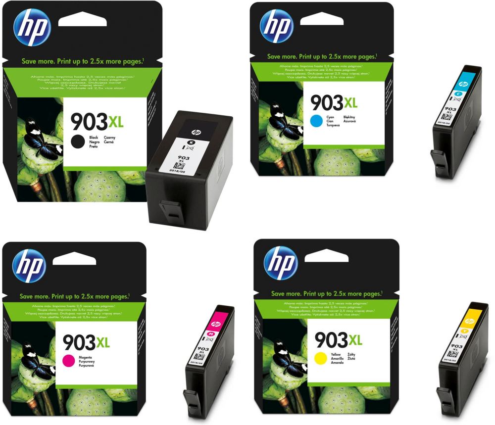 حزمة الحبر الأصلية المتعددة HP 903XL (T6M15AE، T6M11AE، T6M07AE، T6M03AE)