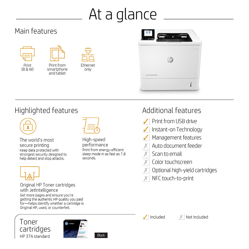 طابعة HP LaserJet Enterprise M607N