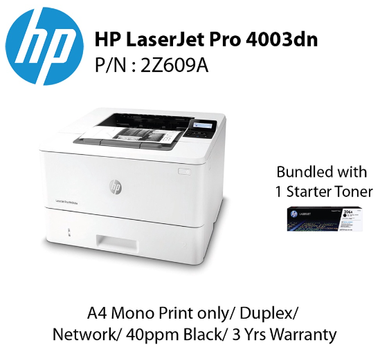 HP Printer New Hardware Black M4003DN/2Z609A 40ppm Duplex (W1510a)