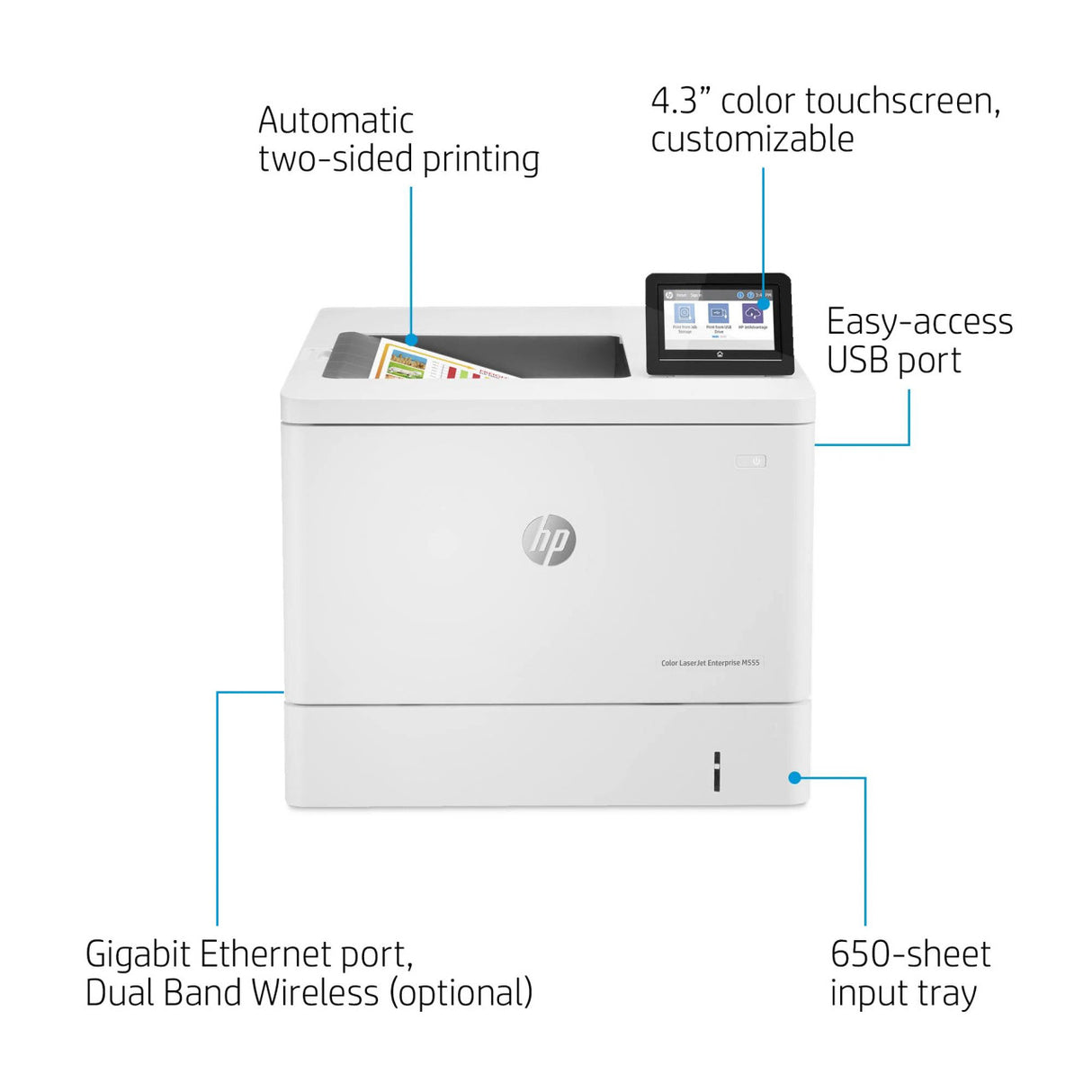 طابعة HP Color LaserJet Enterprise M555dn/7ZU78A دوبلكس