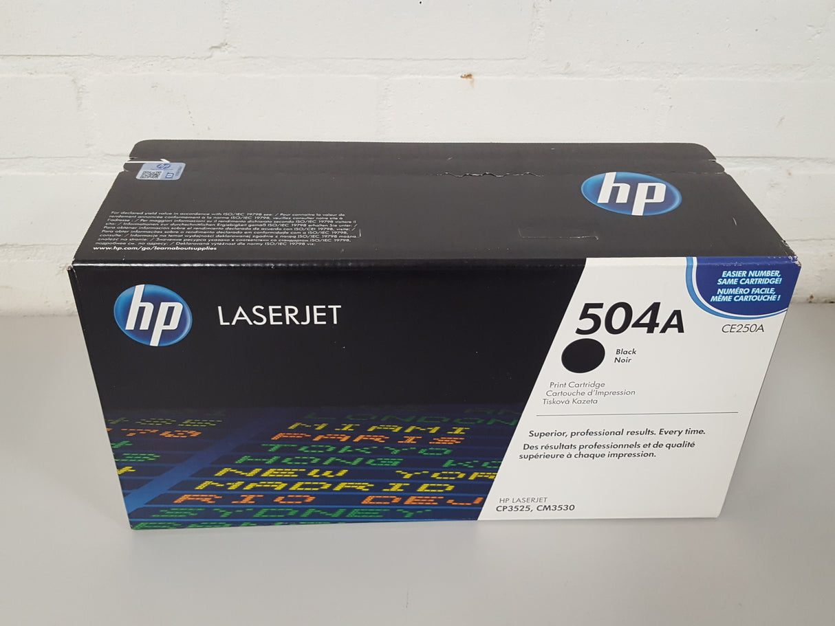 حبر HP الأصلي باللون الأسود 504A/CE250A CP3525/CM3530