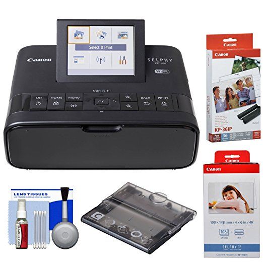 Canon Printer SELPHY CP1300 Colour Portable Photo Printer Wi-Fi USB Apple AirPrint 8.1cm Tilt-Up LCD Screen Black