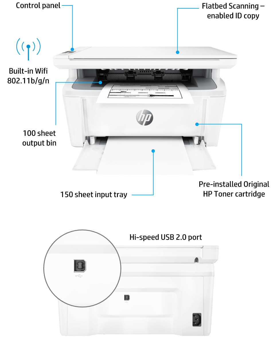 طابعة HP جديدة باللون الأسود 28W 28W