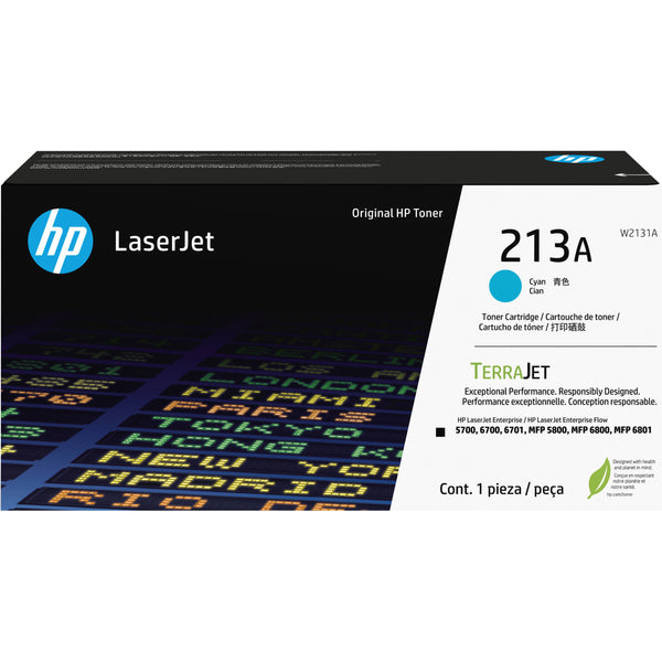 HP Toner Original 213A/W2131A Cyan  3,000 pages LaserJet Enterprise 5700/ 6700/ 6701 MFP 5800/6800/6801