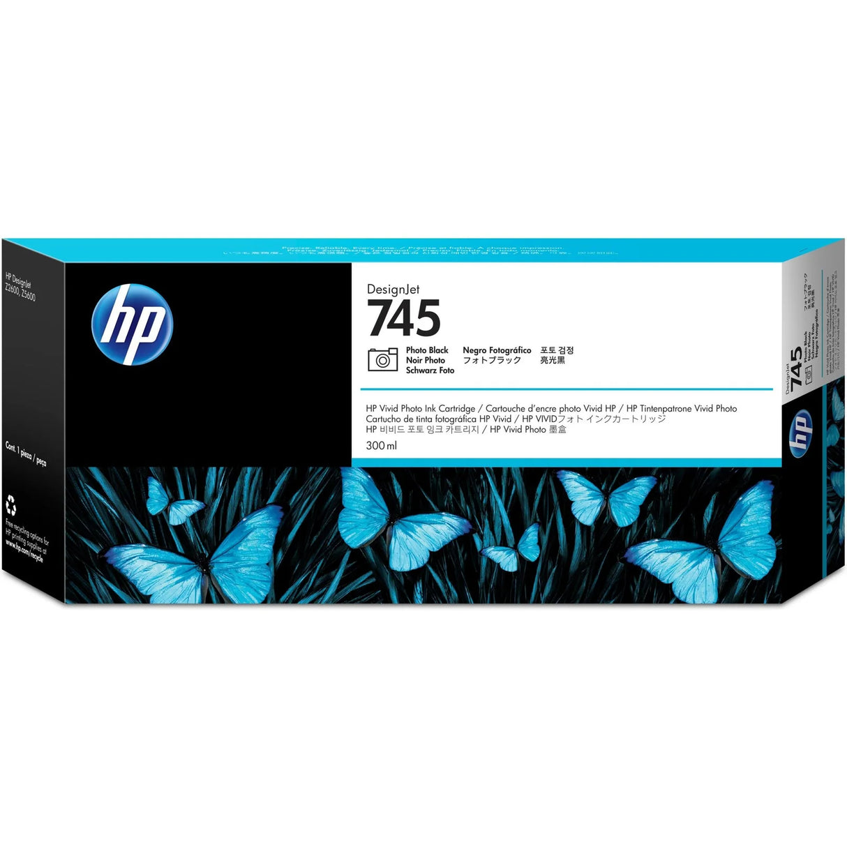 حبر الصور الأصلي HP Ink 745/F9K04A أسود 300 مل