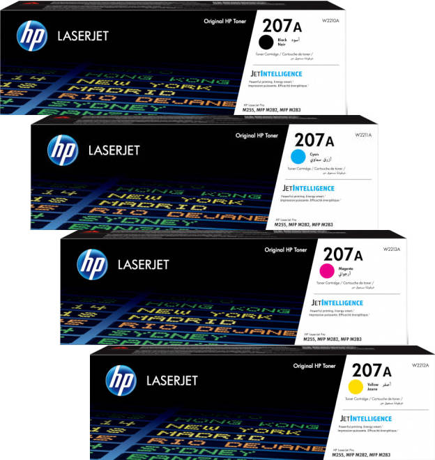 HP Toner Original Multipack 207A (1 x W2210A W2211A W2212A W2213A) for HP Color Laserjet Pro M255 M282 M283