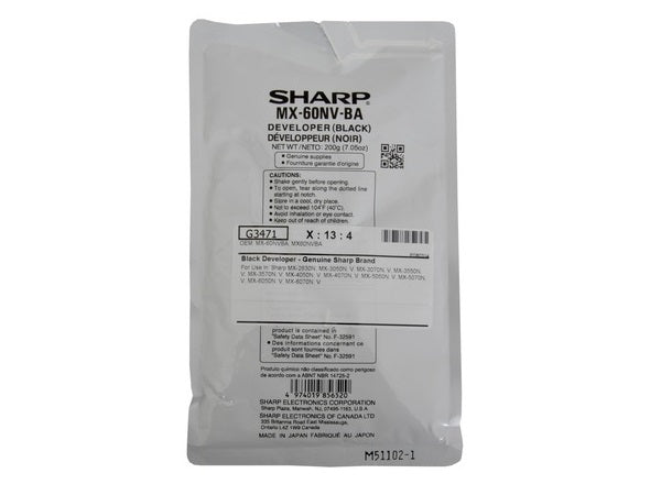 Sharp DEVELOPER Original Black MX-60NV / MX-61FV MX-2630/3050/3070/3550/3570/4050/4070/5050/6050/6070N