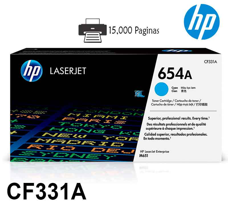 HP Toner Original Cyan 654A/CF331A M651